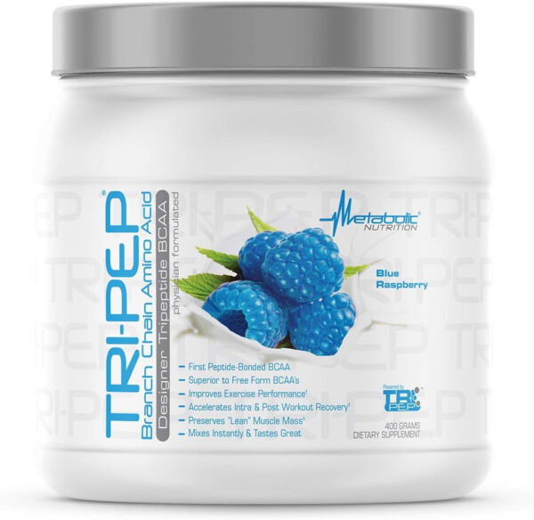 Metabolic Nutrition - TRIPEP - Tri-Peptide Branch Chain Amino Acid, BCAA Powder, Pre Intra Post Workout Supplement, Green Apple, 400 Grams (40 Servings)