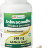 Best Naturals Ashwagandha Capsules for Relaxing Stress and Mood, 500 mg, 120 Count (Packaging may vary)