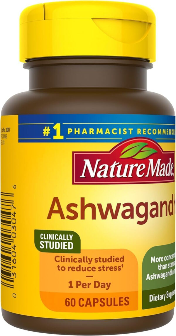 6895c6a9c56a251b960fba88448af5e3c43699d0f8fdb4a8bd2dd.jpg Nature Made Ashwagandha Capsules 125mg for Stress Support, 60 Capsules, 60 Day Supply
