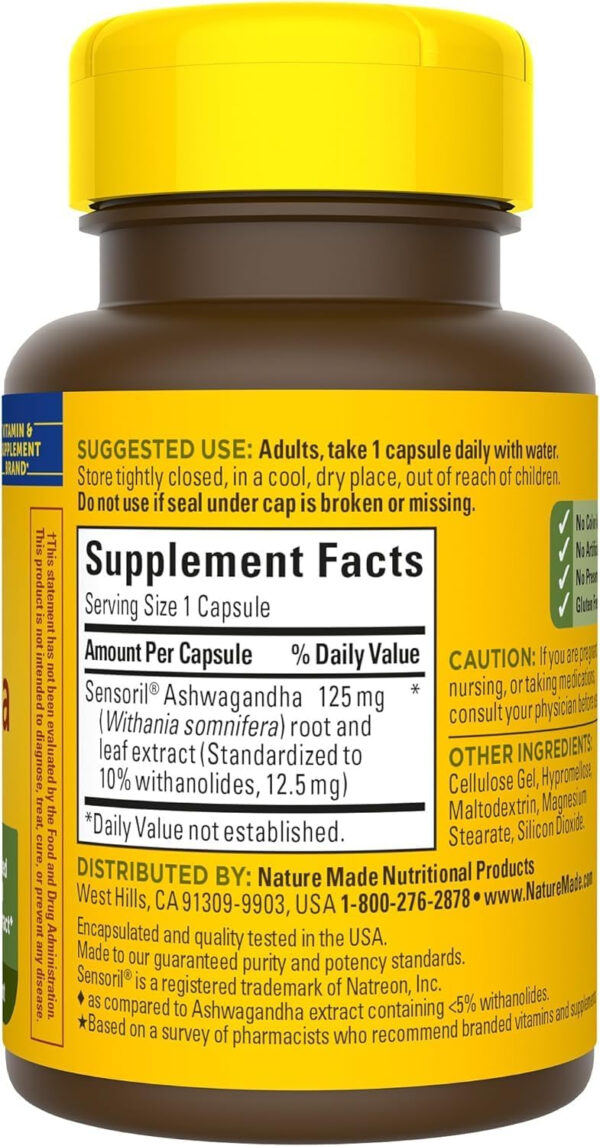 6895c6ab455ae014b61b2e74016bf1bb3aba26bc8d55a4be6f454.jpg Nature Made Ashwagandha Capsules 125mg for Stress Support, 60 Capsules, 60 Day Supply