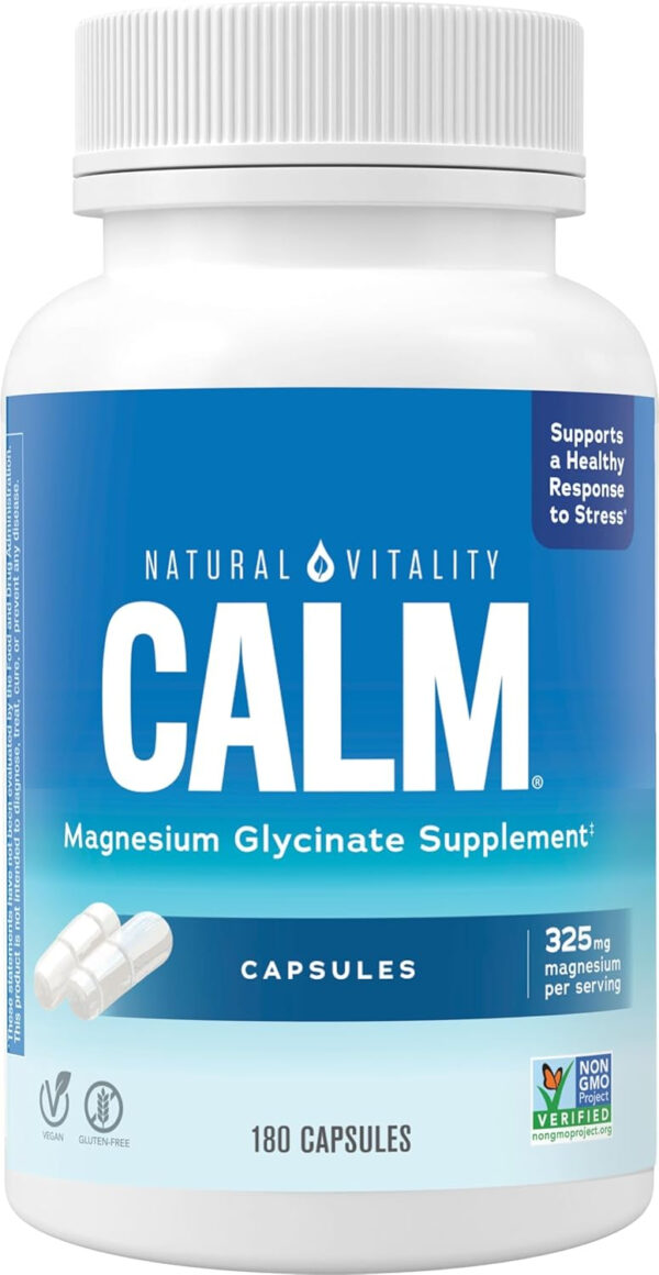 6895c709e739fcdbdf454d4dd22e793a30cdd7b0e108e95568d42.jpg Natural Vitality Calm® Mood & Stress Relief Capsules, Magnesium Glycinate Supplement, 120 Caps