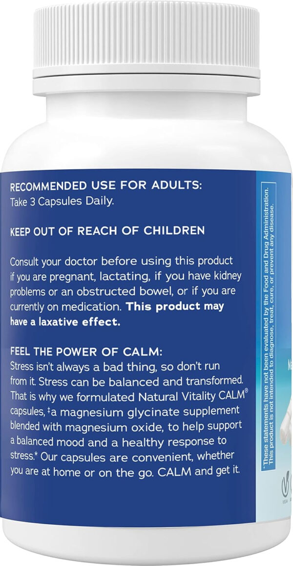 6895c7119ab98ce589de758b1962e0995bfe81118fa865217b902.jpg Natural Vitality Calm® Mood & Stress Relief Capsules, Magnesium Glycinate Supplement, 120 Caps