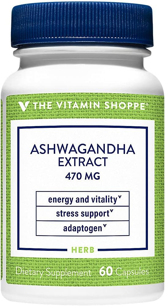 6895c73f0a8fe05a7ce3b2014457d0522c000832f49fb41d7b6ef.jpg The Vitamin Shoppe Ashwagandha Extract 470MG - Herbal Supplement That Provides Energy & Vitality, Helps with Stress Management (120 Capsules)