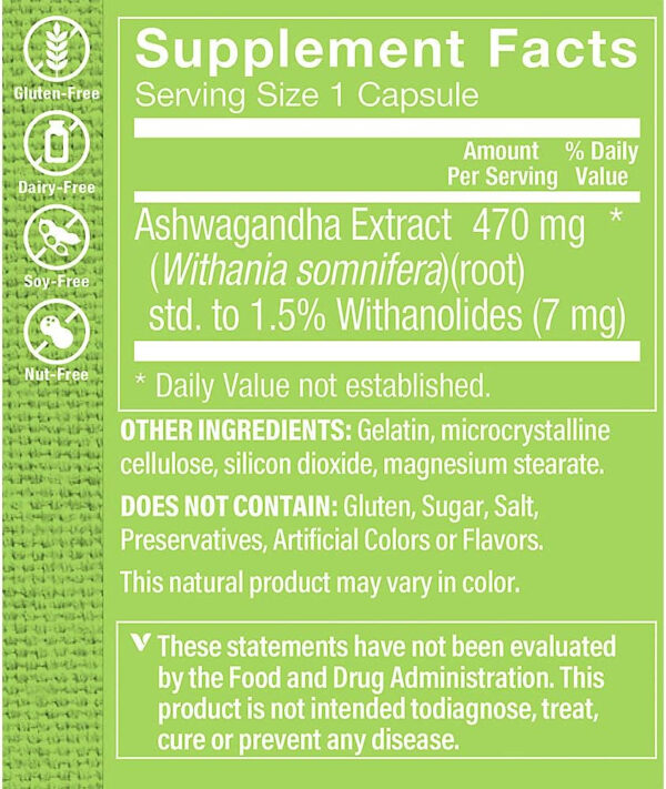 6895c7402debe1592bea74409d5caf1a7304738909dcc208acdae.jpg The Vitamin Shoppe Ashwagandha Extract 470MG - Herbal Supplement That Provides Energy & Vitality, Helps with Stress Management (120 Capsules)