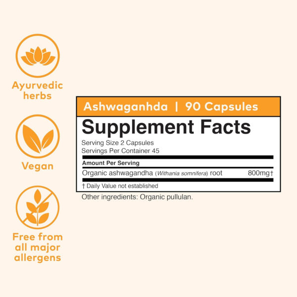 6895c758b4d90776a2904126776f1adbd16f284761c65d0523bd5.jpg ORGANIC INDIA Ashwagandha Capsules - Organic Ashwagandha Supplement - Vegan Ashwagandha Root, Gluten-Free, Kosher, Non-GMO, Supports Stress Relief, Energy, and Sleep - 60 Capsules