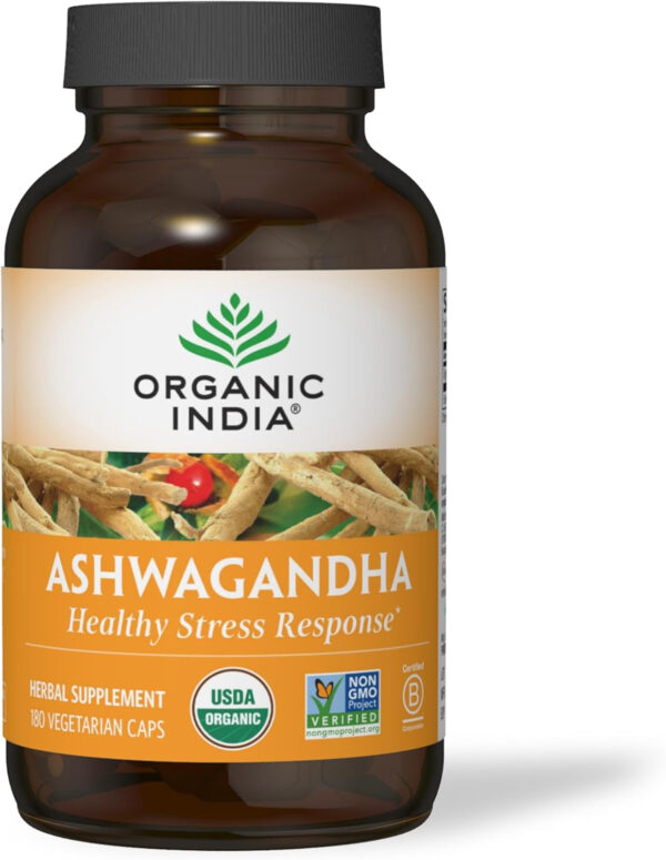 6895c768c9f76b5eb53e9eea5d3f858ab30bbc5a6238009c3ec14.jpg ORGANIC INDIA Ashwagandha Capsules - Organic Ashwagandha Supplement - Vegan Ashwagandha Root, Gluten-Free, Kosher, Non-GMO, Supports Stress Relief, Energy, and Sleep - 60 Capsules