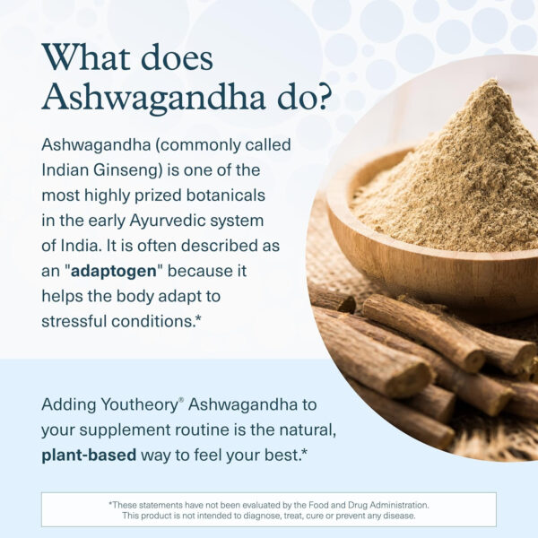 Youtheory Ashwagandha - 1,000 mg - Stress & Cortisol Support Supplement - Adaptogenic Herbal Blend with KSM-66 Ashwagandha & Ginger - 90 Vegetarian Capsules