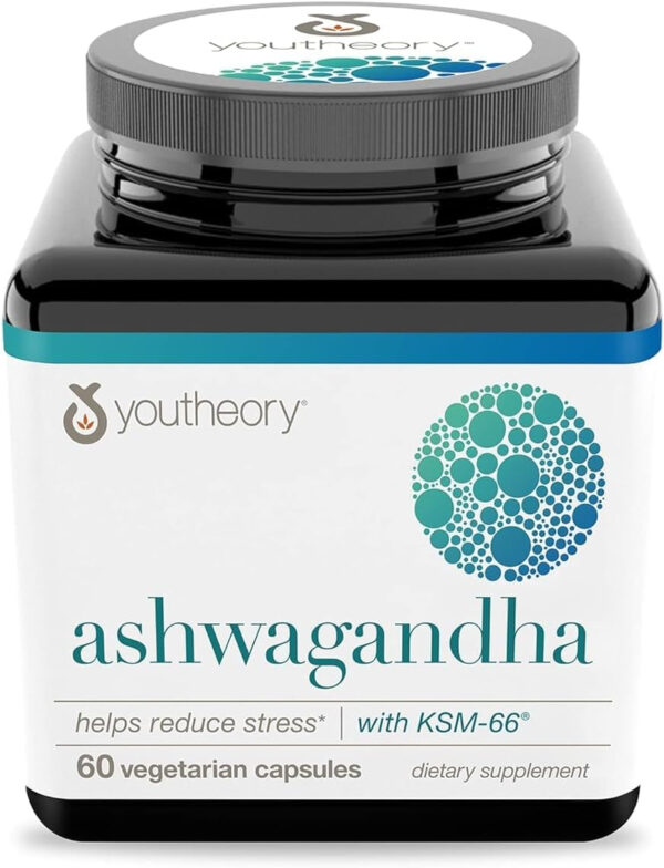 Youtheory Ashwagandha - 1,000 mg - Stress & Cortisol Support Supplement - Adaptogenic Herbal Blend with KSM-66 Ashwagandha & Ginger - 90 Vegetarian Capsules