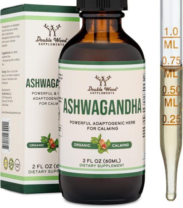 Ashwagandha Capsules, 120 Count (500mg Extract 20:1 Potency) Adaptogen Stress Relief by Double Wood
