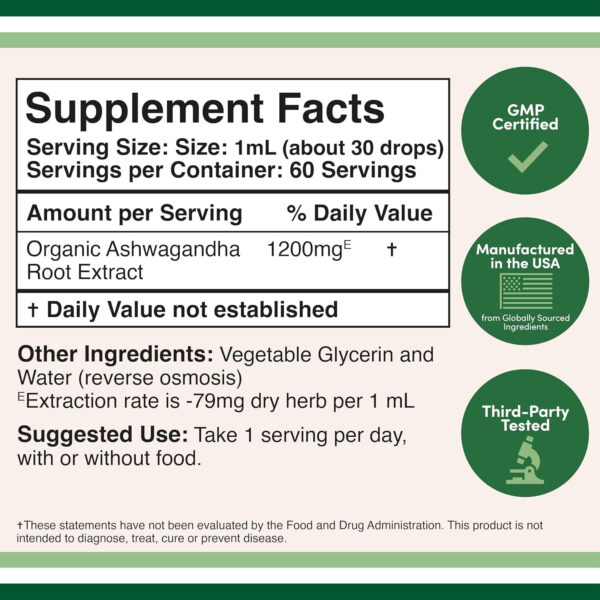 Ashwagandha Capsules, 120 Count (500mg Extract 20:1 Potency) Adaptogen Stress Relief by Double Wood