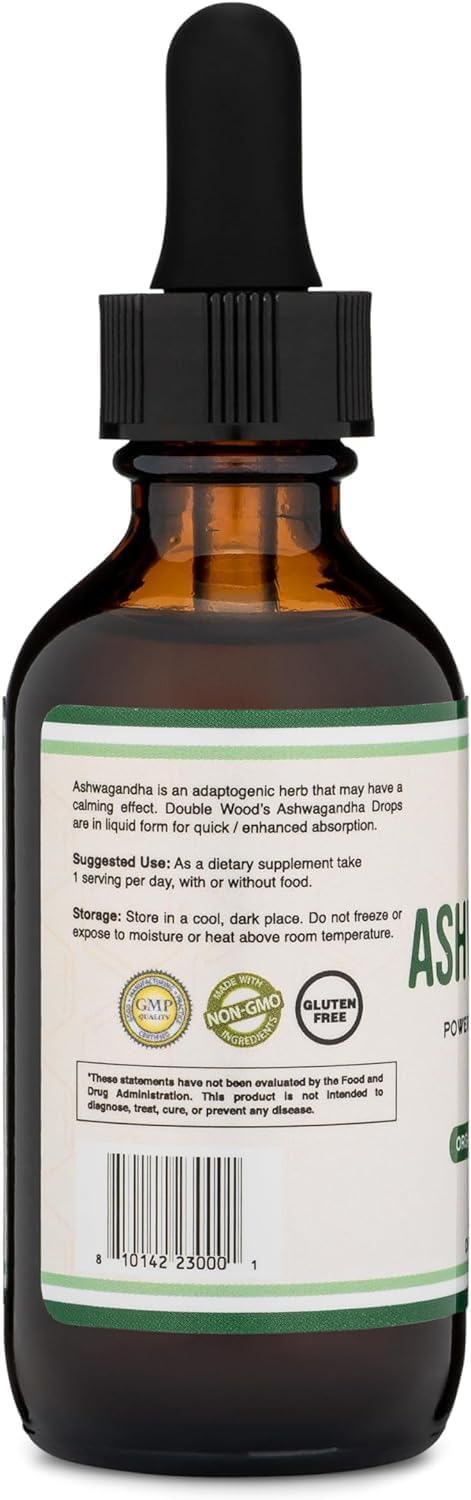Ashwagandha Capsules, 120 Count (500mg Extract 20:1 Potency) Adaptogen Stress Relief by Double Wood