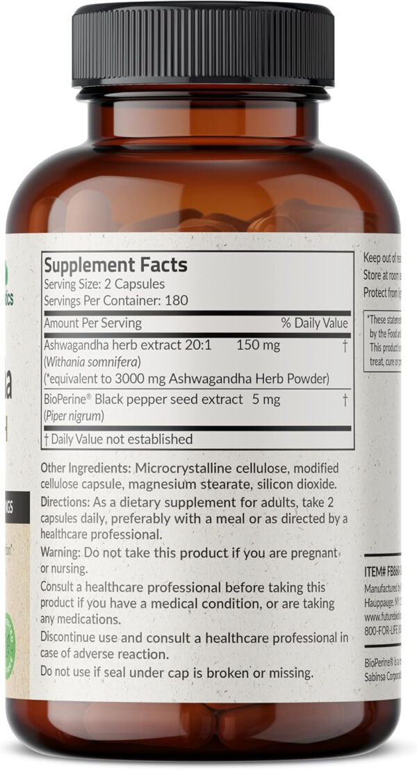 6895c80c65963d6e9d29b7e869dda7a051bbf91e37d4ce785b7a0.jpg Futurebiotics Ashwagandha Extra Strength Stress & Mood Support with BioPerine - Non GMO Formula, 100 Vegetarian Capsules