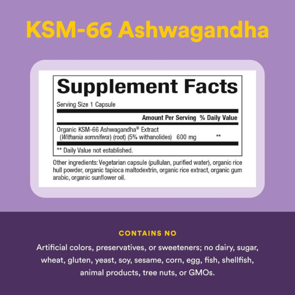 Stress-Relax KSM-66 Ashwagandha 600 mg by Natural Factors, 30 vegetarian capsules (30 servings), 60 Capsules