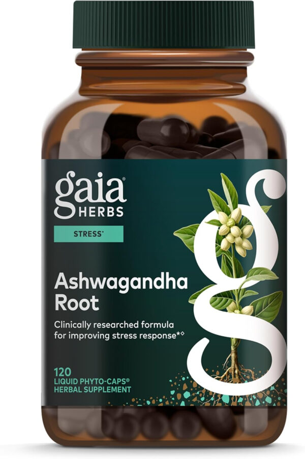 Gaia Herbs Ashwagandha Root - Made with Organic Ashwagandha Root to Help Support a Healthy Response to Stress, the Immune System, and Restful Sleep - 60 Vegan Liquid Phyto-Capsules (30-Day Supply)