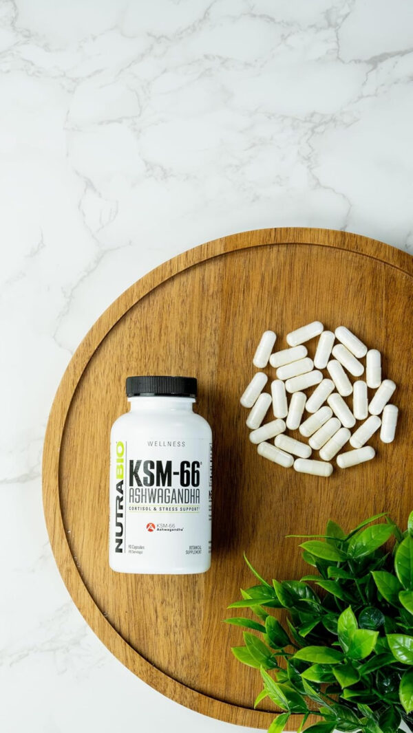6895c998a6c3d7f6f2376cf787e9ad8fe4847f36e9ef78db7bdf3.jpg NutraBio Ashwagandha KSM-66 | Ashwaganda Herbal Supplement for Stress, Mood, & Performance | 600 MG of Clinically Studied KSM66 60 Capsules