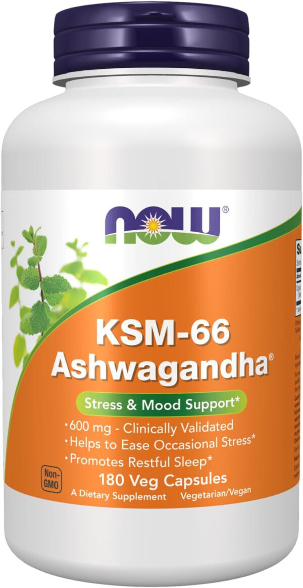 NOW Supplements, KSM-66 Ashwagandha®, Stress and Sleep Support, 90 Veg Capsules