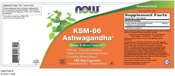 NOW Supplements, KSM-66 Ashwagandha®, Stress and Sleep Support, 90 Veg Capsules