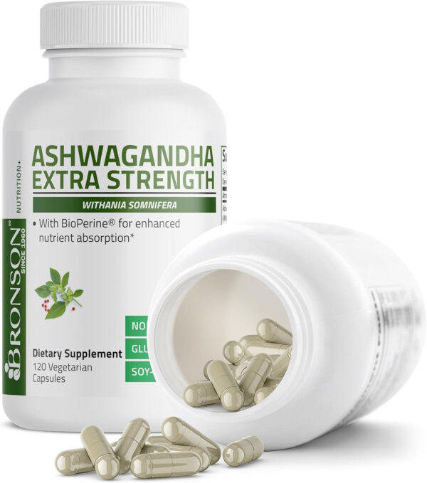 6895ca4c4c9ae0ea487ec8fc7d3dae644c1d36097f5d5580323e0.jpg Bronson Ashwagandha Extra Strength Stress & Mood Support with BioPerine - Non GMO Formula, 360 Vegetarian Capsules