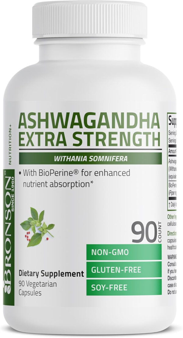 6895ca5b0a02fbe3c35db9f7e86672780304e4ebd446355031d7b.jpg Bronson Ashwagandha Extra Strength Stress & Mood Support with BioPerine - Non GMO Formula, 360 Vegetarian Capsules