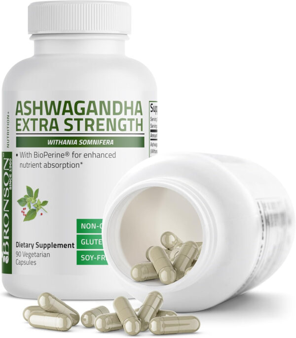 6895ca5c676ae5ed2e28e0757441558facd5174a733d059f1a806.jpg Bronson Ashwagandha Extra Strength Stress & Mood Support with BioPerine - Non GMO Formula, 360 Vegetarian Capsules