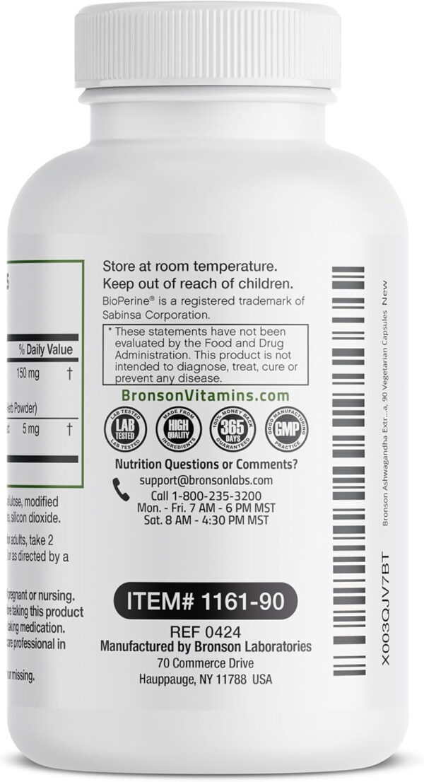 6895ca5de0941fbeaabf30772bc285bb9eeed95e189a53bf238a1.jpg Bronson Ashwagandha Extra Strength Stress & Mood Support with BioPerine - Non GMO Formula, 360 Vegetarian Capsules