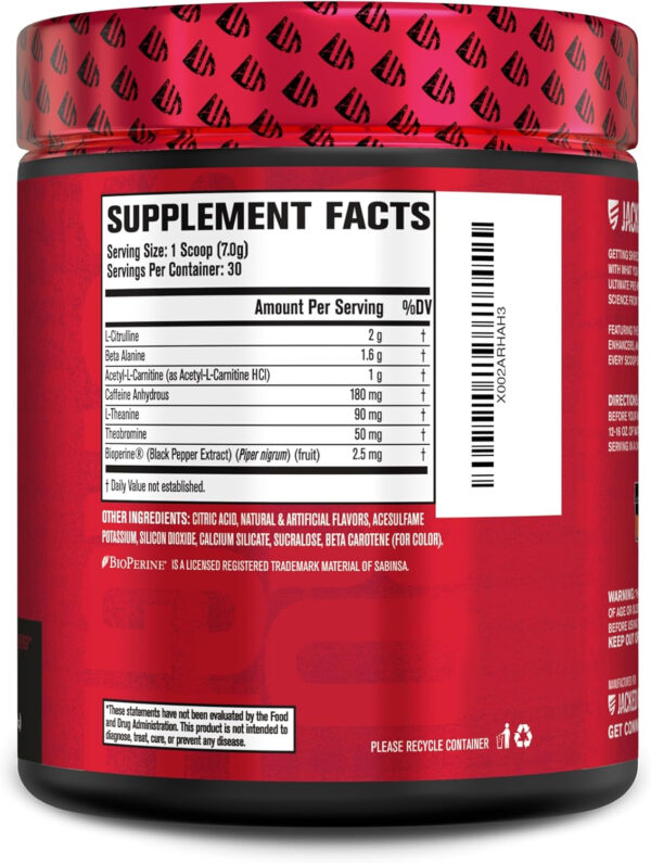 Jacked Factory NITROSURGE Shred Pre Workout Supplement - Energy Booster, Instant Strength Gains, Sharp Focus, Powerful Pumps - Nitric Oxide Booster & PreWorkout Powder - 30Sv, Fruit Punch