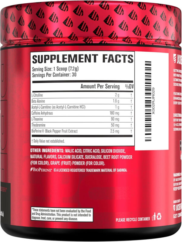 Jacked Factory NITROSURGE Shred Pre Workout Supplement - Energy Booster, Instant Strength Gains, Sharp Focus, Powerful Pumps - Nitric Oxide Booster & PreWorkout Powder - 30Sv, Fruit Punch