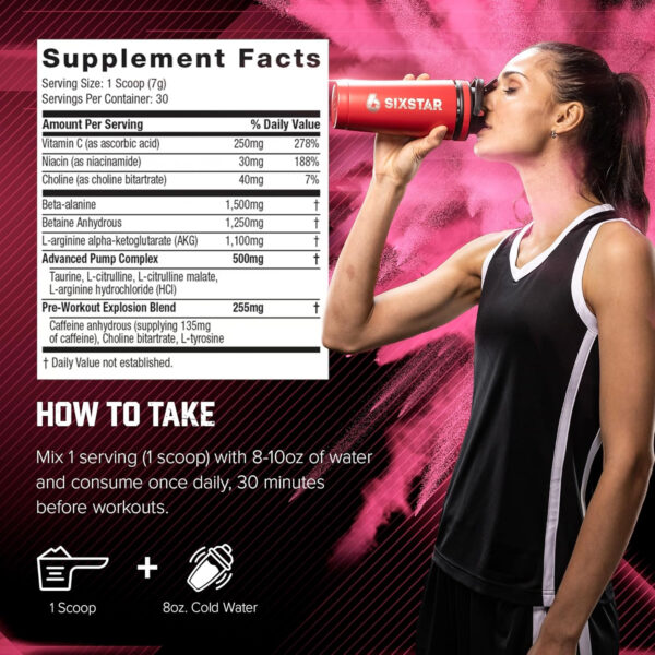 6895ce336f87eac4ff4b083c1b07e60263b4126b20f1631754047.jpg Six Star Pre-Workout Powder for Men & Women, Fruit Punch (30 Servings) - Preworkout Explosion 2.0 Energy Powder Drink Mix with Beta-Alanine & Caffeine - Sports Nutrition Supplement Products