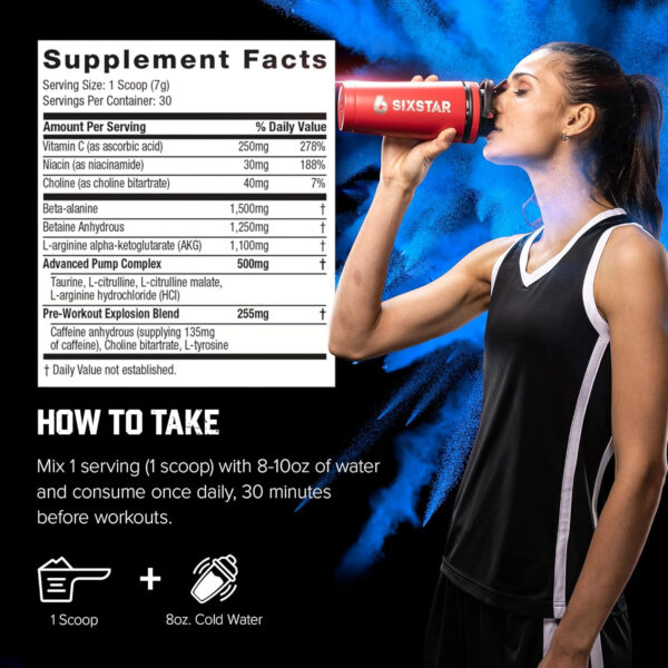 6895ce3e46c75e53853992e133ae0547bac4bae84eb8eea8f6820.jpg Six Star Pre-Workout Powder for Men & Women, Fruit Punch (30 Servings) - Preworkout Explosion 2.0 Energy Powder Drink Mix with Beta-Alanine & Caffeine - Sports Nutrition Supplement Products