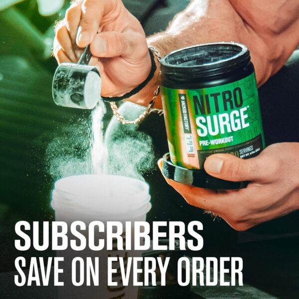 6895ce9047afa866a45ec49901ebb750f367d90203948746b6a15.jpg Jacked Factory NITROSURGE Pre Workout Supplement - Energy Booster, Instant Strength Gains, Clear Focus, & Intense Pumps - NO Booster & Powerful Preworkout Energy Powder - 60 Servings, Blue Raspberry