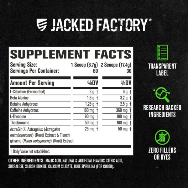 6895ce94461a031c275c9410f5a432185a025536712027928106e.jpg Jacked Factory NITROSURGE Pre Workout Supplement - Energy Booster, Instant Strength Gains, Clear Focus, & Intense Pumps - NO Booster & Powerful Preworkout Energy Powder - 60 Servings, Blue Raspberry