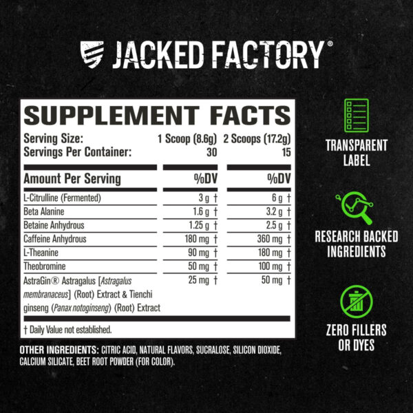 6895ceb0524d247f6458ce0c27daa9a10f48ff661f66d4783d3ff.jpg Jacked Factory NITROSURGE Pre Workout Supplement - Energy Booster, Instant Strength Gains, Clear Focus, & Intense Pumps - NO Booster & Powerful Preworkout Energy Powder - 60 Servings, Blue Raspberry