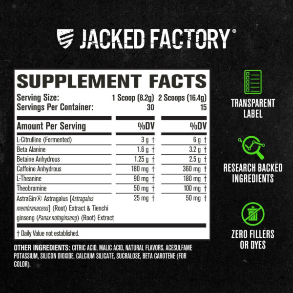 6895cebe4f792bf2a724d436d7bb07599164c0322b3f4c08ab999.jpg Jacked Factory NITROSURGE Pre Workout Supplement - Energy Booster, Instant Strength Gains, Clear Focus, & Intense Pumps - NO Booster & Powerful Preworkout Energy Powder - 60 Servings, Blue Raspberry