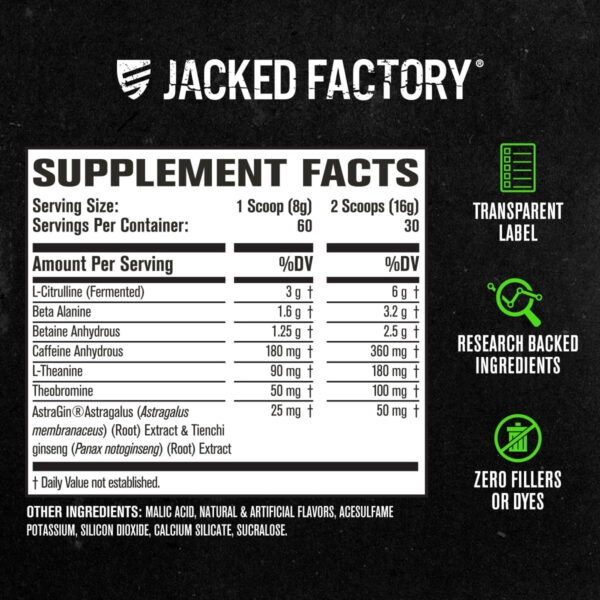 6895cecc5c0af24dd926949d31068113aa73ba3b4958fbb3215cc.jpg Jacked Factory NITROSURGE Pre Workout Supplement - Energy Booster, Instant Strength Gains, Clear Focus, & Intense Pumps - NO Booster & Powerful Preworkout Energy Powder - 60 Servings, Blue Raspberry