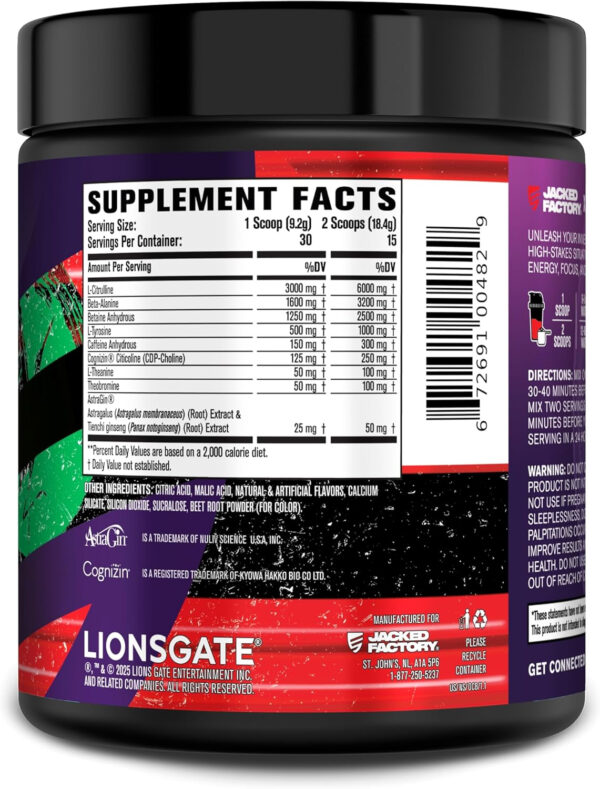 6895cee8db5eb5ef119c15640f1f58dcf8c9c4058c4f74e787eb7.jpg Jacked Factory NITROSURGE Pre Workout Supplement - Energy Booster, Instant Strength Gains, Clear Focus, & Intense Pumps - NO Booster & Powerful Preworkout Energy Powder - 60 Servings, Blue Raspberry