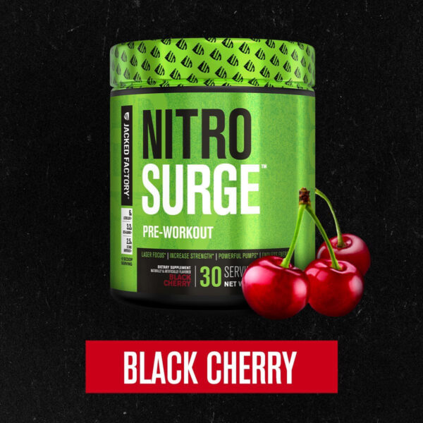 6895ceed616efbfe21c374406a54986ca1b15cfa1a0031bf5f6bf.jpg Jacked Factory NITROSURGE Pre Workout Supplement - Energy Booster, Instant Strength Gains, Clear Focus, & Intense Pumps - NO Booster & Powerful Preworkout Energy Powder - 60 Servings, Blue Raspberry