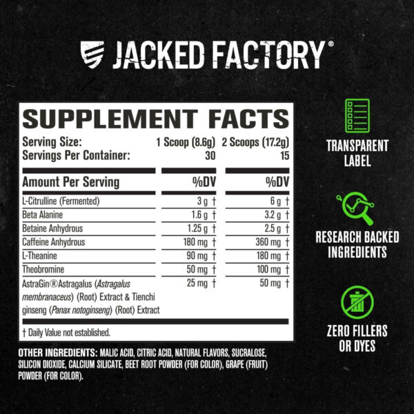 6895ceef977d7ec9bd931e0171e1d40afe6e72bcb5eea7e417fad.jpg Jacked Factory NITROSURGE Pre Workout Supplement - Energy Booster, Instant Strength Gains, Clear Focus, & Intense Pumps - NO Booster & Powerful Preworkout Energy Powder - 60 Servings, Blue Raspberry
