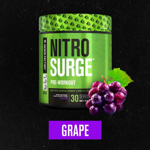 6895cef5537794c6d5d505510a04ed28ce080f6b0bd0d41de59fb.jpg Jacked Factory NITROSURGE Pre Workout Supplement - Energy Booster, Instant Strength Gains, Clear Focus, & Intense Pumps - NO Booster & Powerful Preworkout Energy Powder - 60 Servings, Blue Raspberry