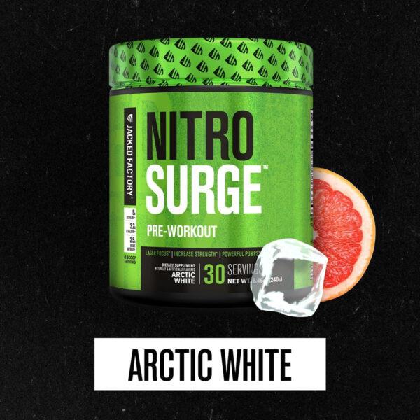 6895cefd98649c522711c0c28e752742ecb37e068c89c810372ba.jpg Jacked Factory NITROSURGE Pre Workout Supplement - Energy Booster, Instant Strength Gains, Clear Focus, & Intense Pumps - NO Booster & Powerful Preworkout Energy Powder - 60 Servings, Blue Raspberry