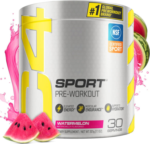 6895cf42a780e29af2f3a95e54200c08a5841ccb93778f640f75c.jpg Cellucor C4 Sport Pre Workout Powder Watermelon - Pre Workout Energy with Creatine + 135mg Caffeine and Beta-Alanine Performance Blend - NSF Certified for Sport 30 Servings