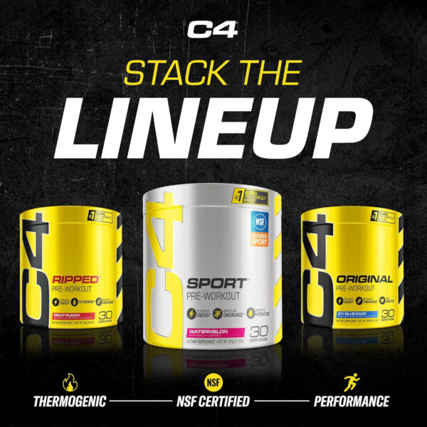 6895cf5369c4f75d94f04189322286f6a0cc57fedc007f4b7a336.jpg Cellucor C4 Sport Pre Workout Powder Watermelon - Pre Workout Energy with Creatine + 135mg Caffeine and Beta-Alanine Performance Blend - NSF Certified for Sport 30 Servings
