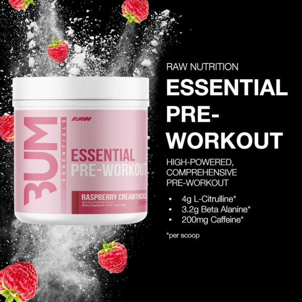 RAW Nutrition - Essential Pre - Chris Bumstead Pre Workout Formula, Sports Nutrition Pre-Workout Powders | Men & Womens Drink, Energy Powder for Working Out (Peach Mango)