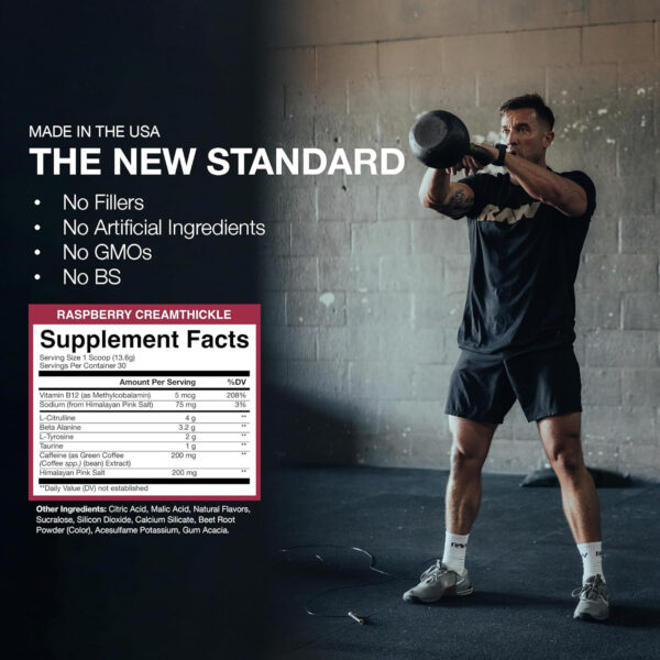 RAW Nutrition - Essential Pre - Chris Bumstead Pre Workout Formula, Sports Nutrition Pre-Workout Powders | Men & Womens Drink, Energy Powder for Working Out (Peach Mango)