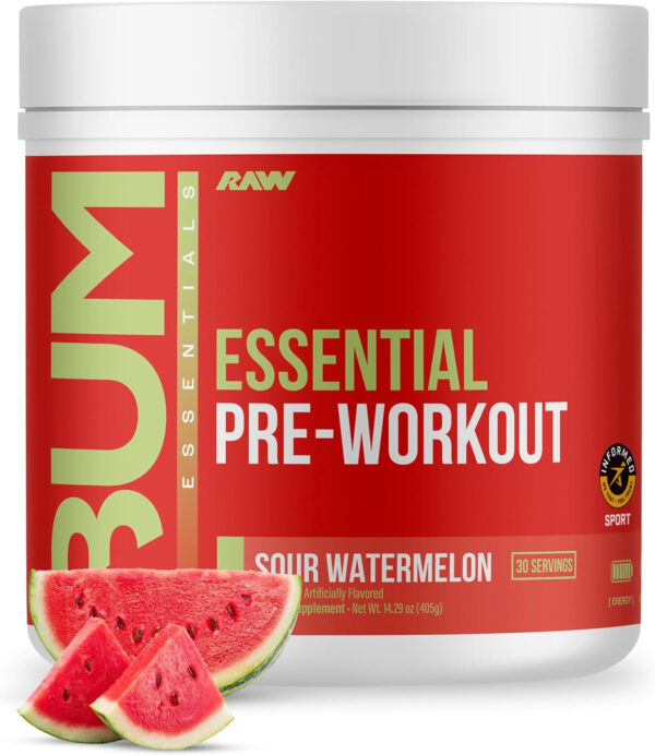 RAW Nutrition - Essential Pre - Chris Bumstead Pre Workout Formula, Sports Nutrition Pre-Workout Powders | Men & Womens Drink, Energy Powder for Working Out (Peach Mango)