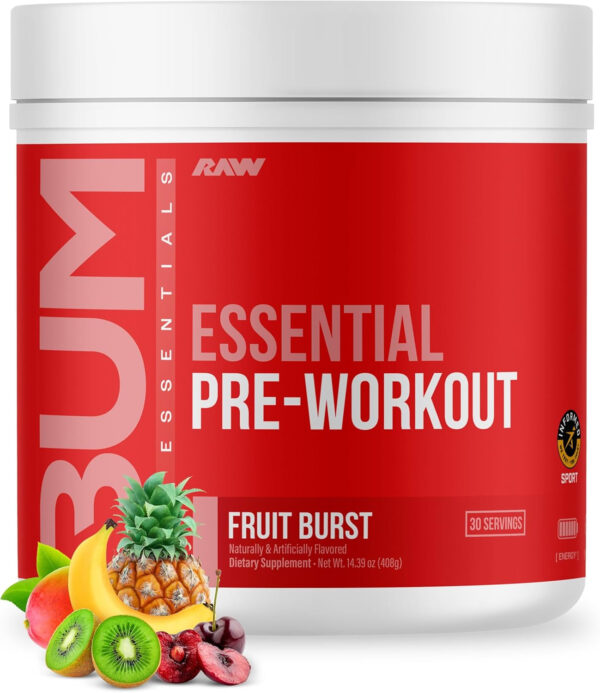 RAW Nutrition - Essential Pre - Chris Bumstead Pre Workout Formula, Sports Nutrition Pre-Workout Powders | Men & Womens Drink, Energy Powder for Working Out (Peach Mango)