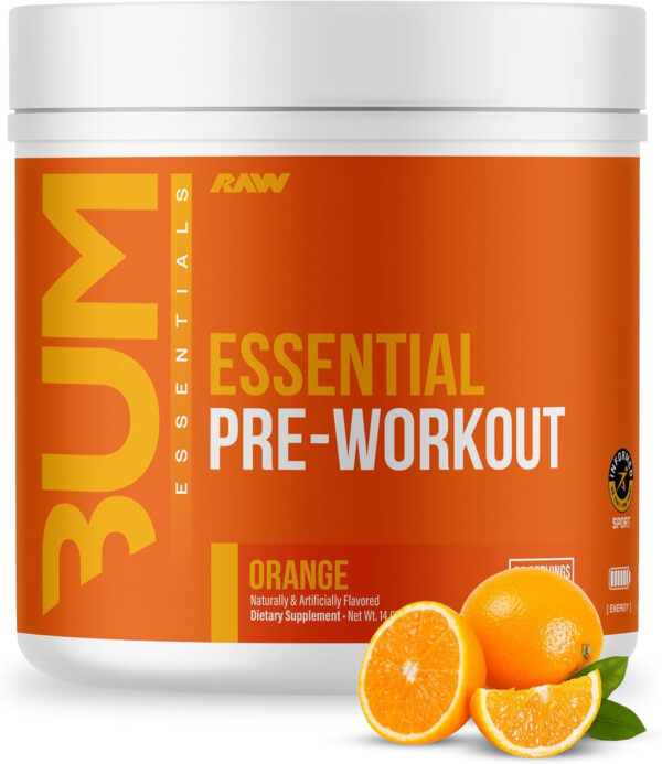 RAW Nutrition - Essential Pre - Chris Bumstead Pre Workout Formula, Sports Nutrition Pre-Workout Powders | Men & Womens Drink, Energy Powder for Working Out (Peach Mango)