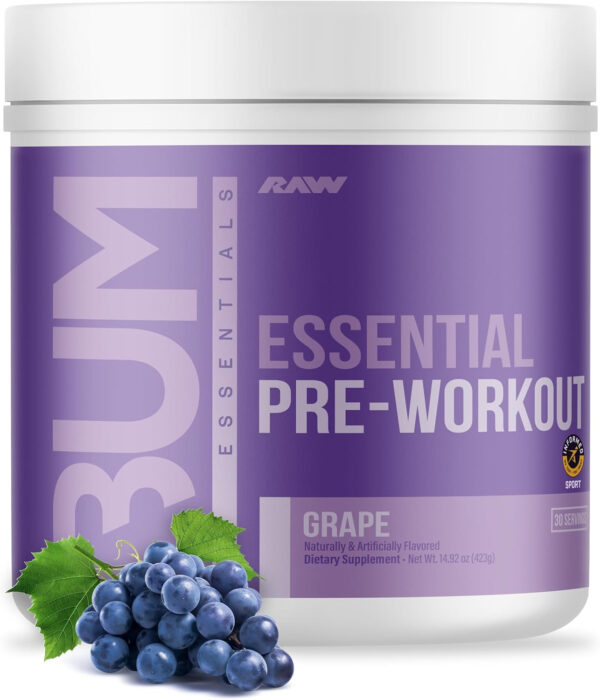 RAW Nutrition - Essential Pre - Chris Bumstead Pre Workout Formula, Sports Nutrition Pre-Workout Powders | Men & Womens Drink, Energy Powder for Working Out (Peach Mango)