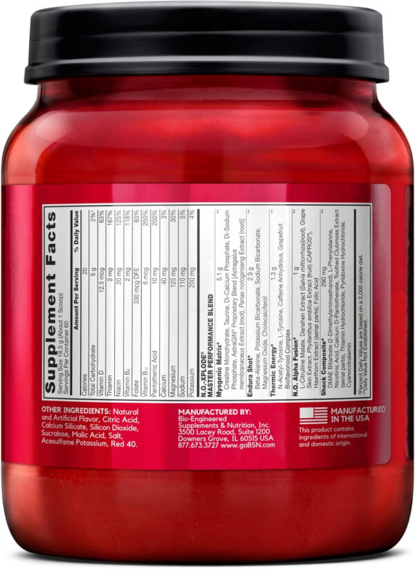 6895d08c7ab6a0f5f47cdcfbfcae293324945cb9772d856fa1bf3.jpg BSN N.O.-XPLODE Pre Workout Powder, Energy Supplement for Men and Women with Creatine and Beta-Alanine, Flavor: Fruit Punch, 30 Servings