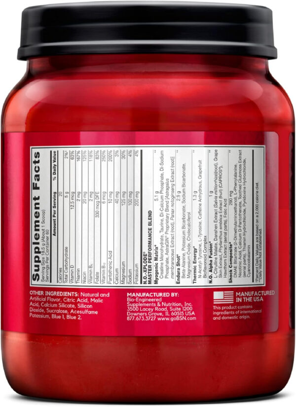 6895d0967b1eb4eff9503f6a33519e22850d3470b53fd199ffe3a.jpg BSN N.O.-XPLODE Pre Workout Powder, Energy Supplement for Men and Women with Creatine and Beta-Alanine, Flavor: Fruit Punch, 30 Servings