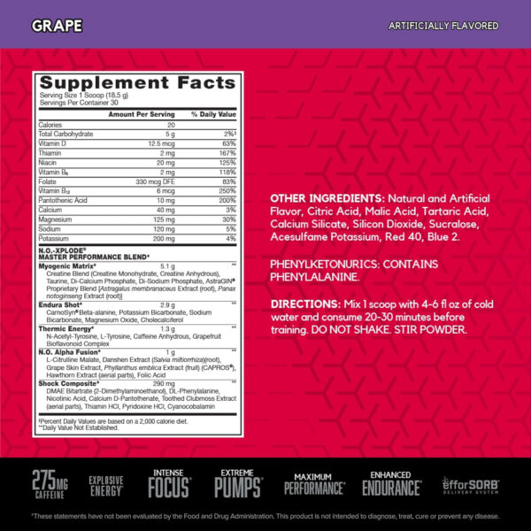 6895d0a636973c49ca873ca6ffa44a8113b6361d68ab3544780cf.jpg BSN N.O.-XPLODE Pre Workout Powder, Energy Supplement for Men and Women with Creatine and Beta-Alanine, Flavor: Fruit Punch, 30 Servings